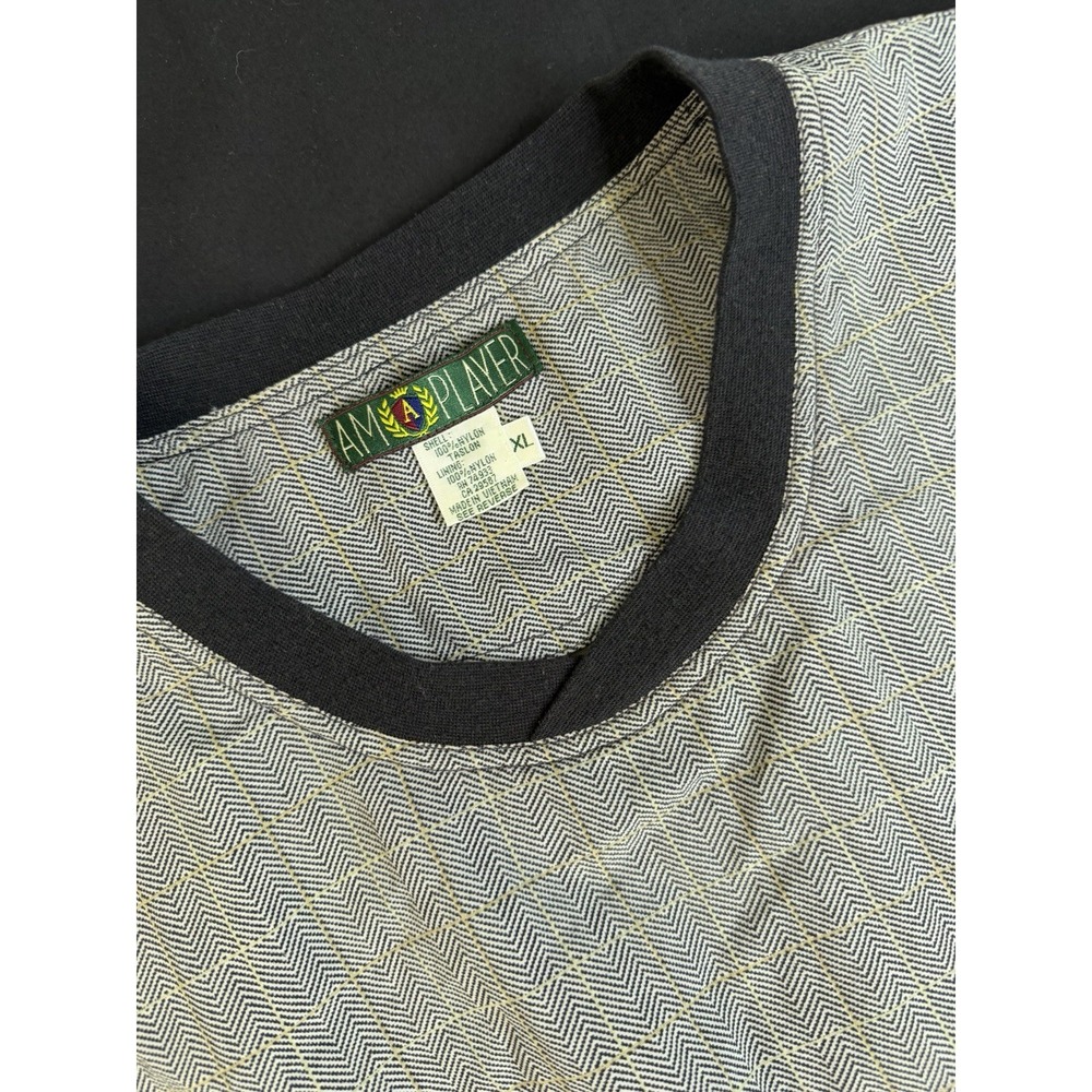 Vtg 90s AM PLAYER Golf Windbreaker Pullover Shirt Geometric Herringbone Mens, XL